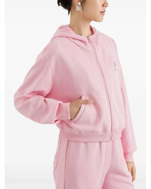 Dolce & Gabbana Pink Logo-Embroidered Hoodie