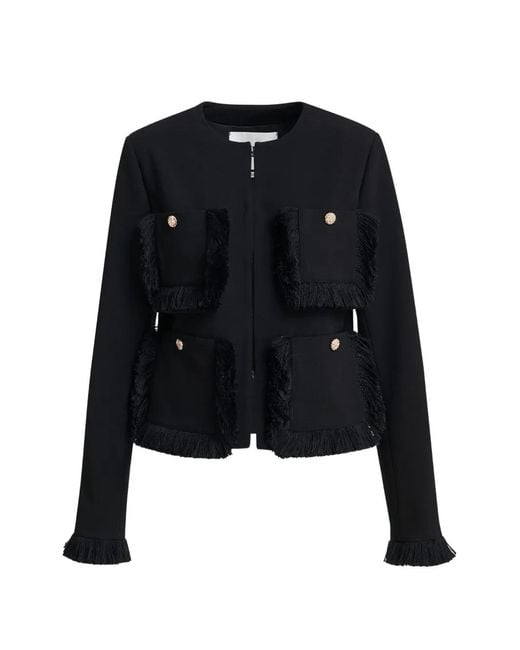 Essentiel Antwerp Black Kinetic Fringed Jacket