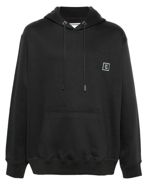 Wooyoungmi Black Logo-patch Cotton Hoodie for men