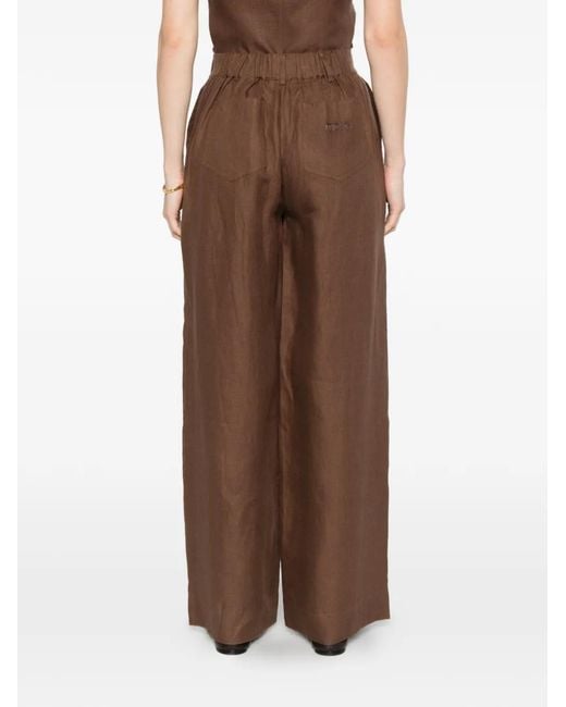 Maje Brown Buckle-Closure Trousers