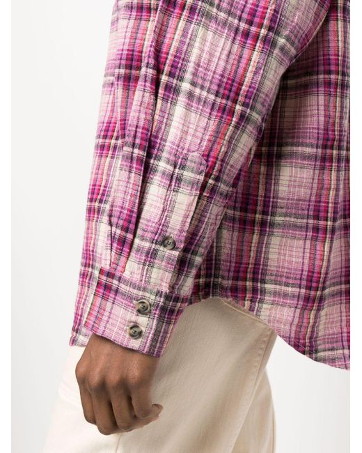 Isabel Marant Lony Checked Cotton-blend Shirt in het Pink