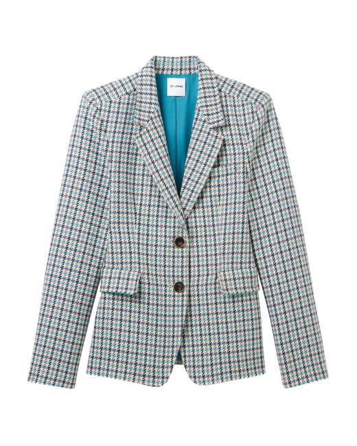 St. John Blue Parker Houndstooth Blazer