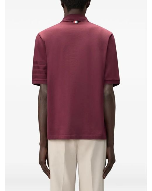 Thom Browne Red 4-Bar Jersey Polo Shirt for men
