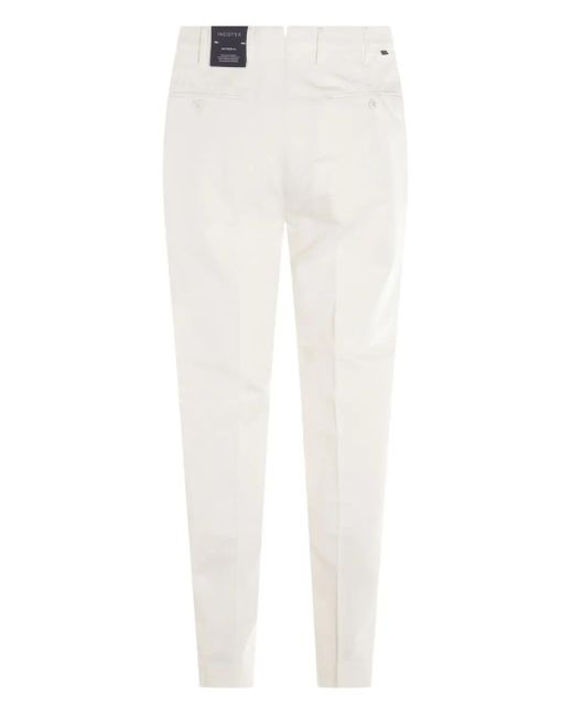 Incotex White Logo-Patch Trousers for men