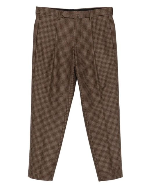 Pantaloni A Quadri di Dell'Oglio in Brown da Uomo
