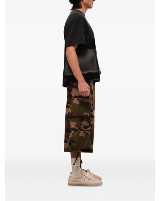 ROUGH Brown Camouflage-Pattern Cargo-Pockets Shorts