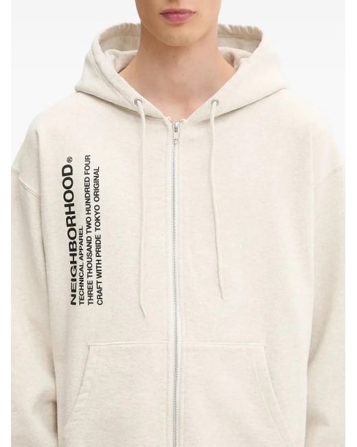 Felpa Con Cappuccio E Zip di Neighborhood in Natural da Uomo