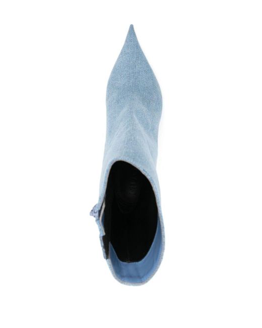Mugler Blue 95mm Denim Ankle Boots