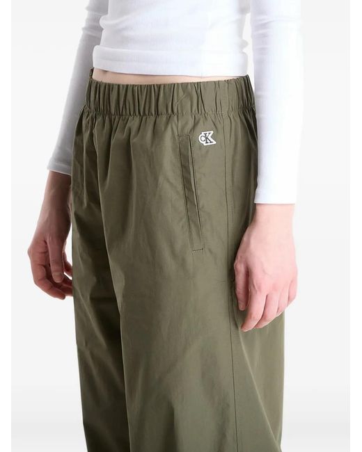 Calvin Klein Green Poplin Ewaist Pull O Elasticated Trousers