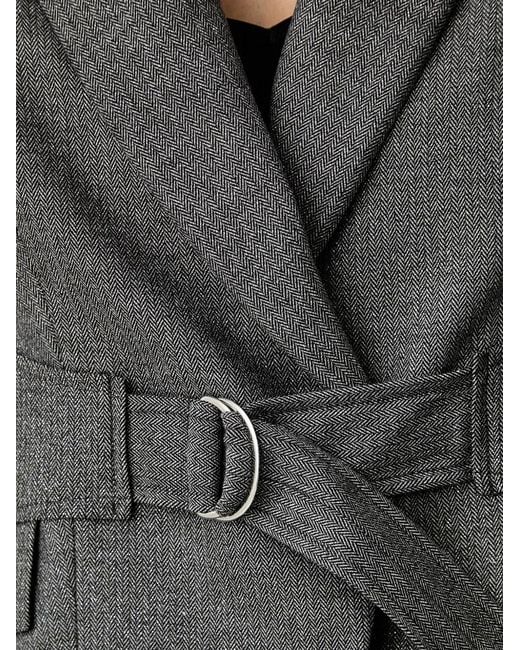 Fracomina Gray Belted Herringbone Blazer