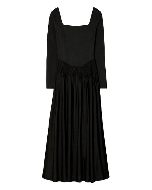 Tory Burch Black Long-Sleeve Midi Dress