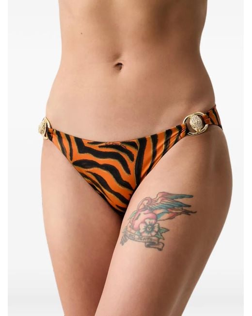 Kurt Geiger Brown Tiger-Print Eagle-Detail Bikini Bottoms
