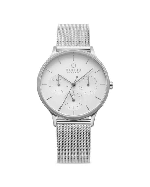 Obaku Gray Lind Mesh 34Mm Watch