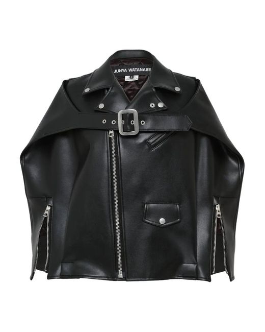 Junya Watanabe Black X Comme Des Garçom Buckle Faux-Leather Jacket