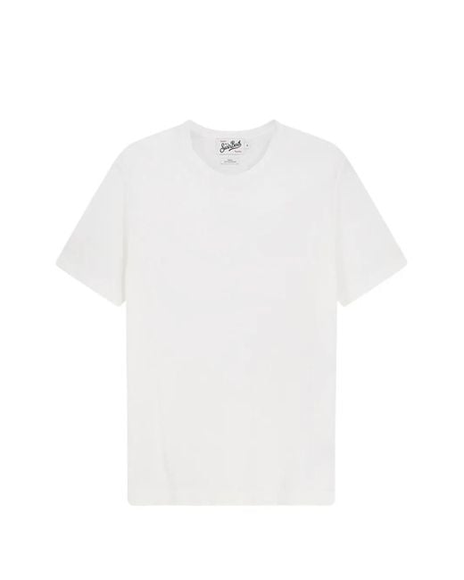 Mc2 Saint Barth White Solid Crew Neck T-Shirt for men