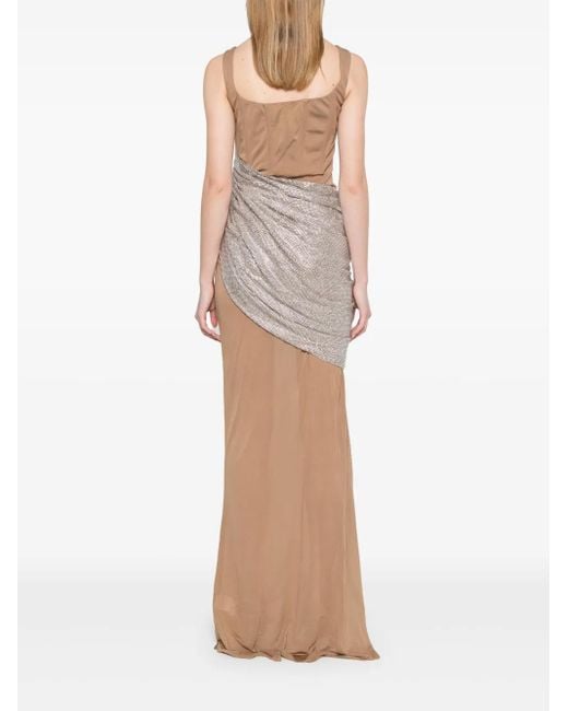 GIUSEPPE DI MORABITO Natural Rhinestone-Embellished Gown