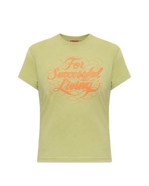 DIESEL Yellow T-Ila-Aa4 Slogan-Print Cotton T-Shirt