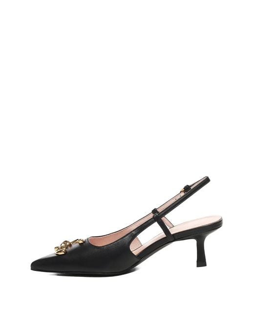 Coccinelle Black Logo-Plaque Slingback Heeled Pumps