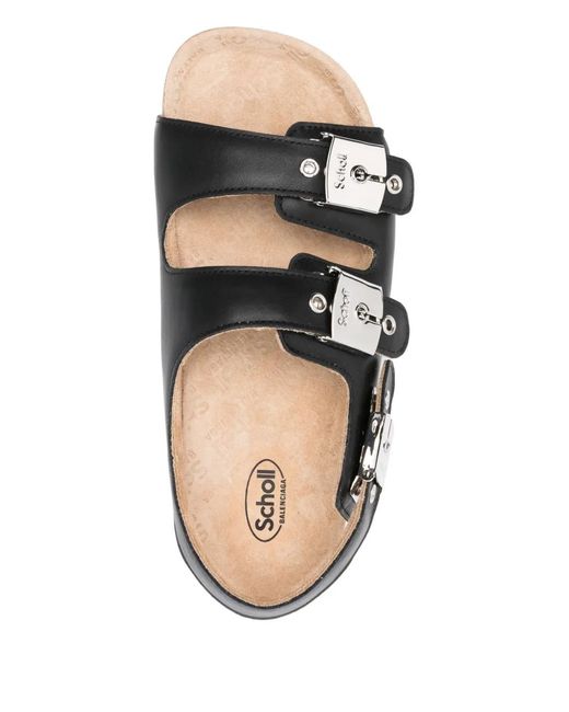 Balenciaga Black Buckle-Strap Leather Sandals