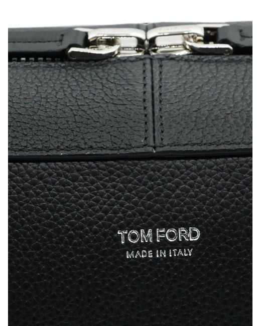 Tom Ford Black Grained Leather Tote Bag for men