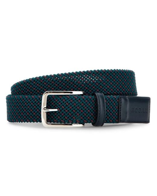 Hogan Blue Interwoven Leather-Trimmed Belt for men
