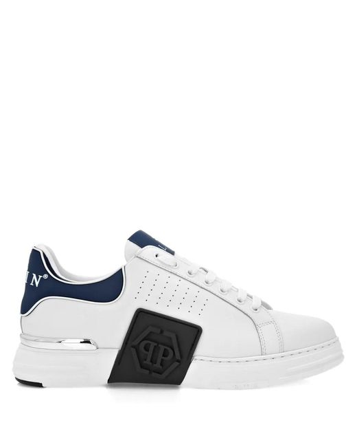 Philipp Plein White Nappa-Leather Low-Top Sneakers