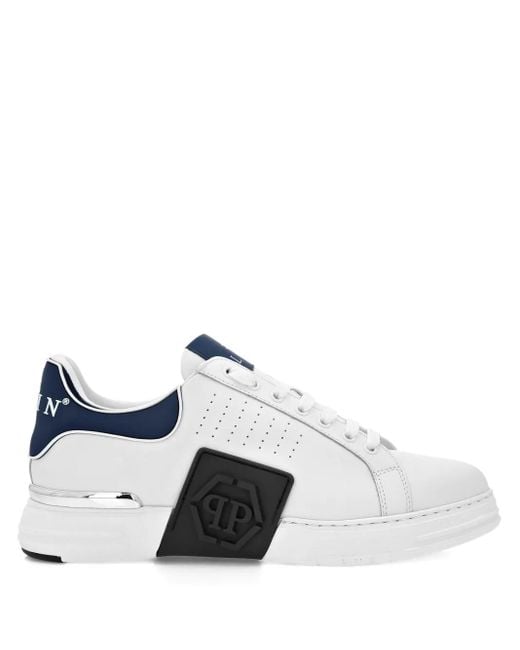 Philipp Plein White Nappa-Leather Low-Top Sneakers