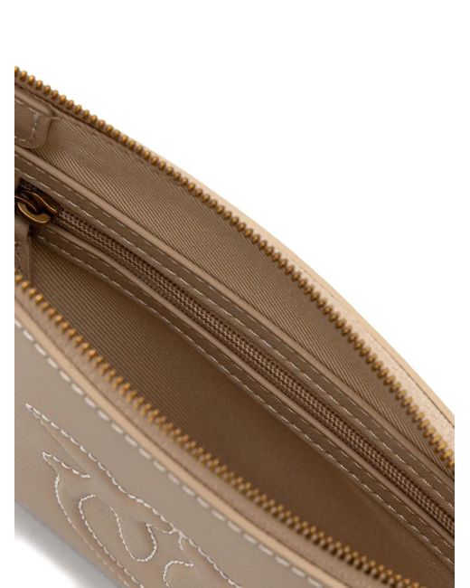 Pinko Logo-Detail Zip-Top Cross Body Bag in Natural | Lyst