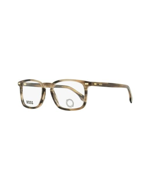 Boss Brown Marbled Rectangle-Frame Glasses for men