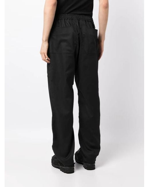 White Mountaineering Black Elasticated Waist Straight-Leg Trousers for men