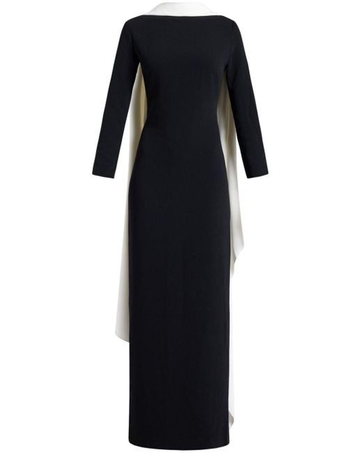 Solace London Black Luisa Cape-effect Crepe Gown