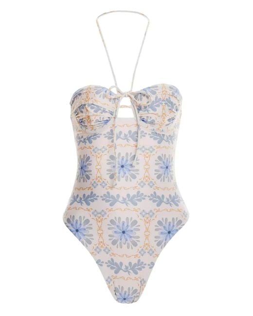 Agua Bendita White Maillot De Bain À Fleurs