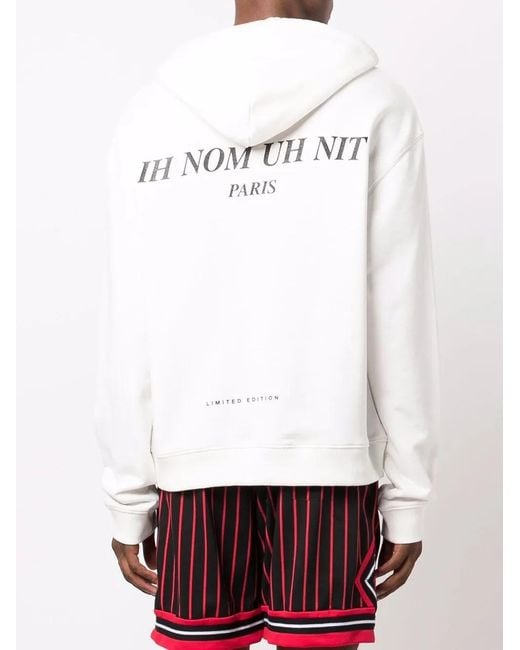 Ih Nom Uh Nit White Graphic-Print Drawstring Hoodie for men