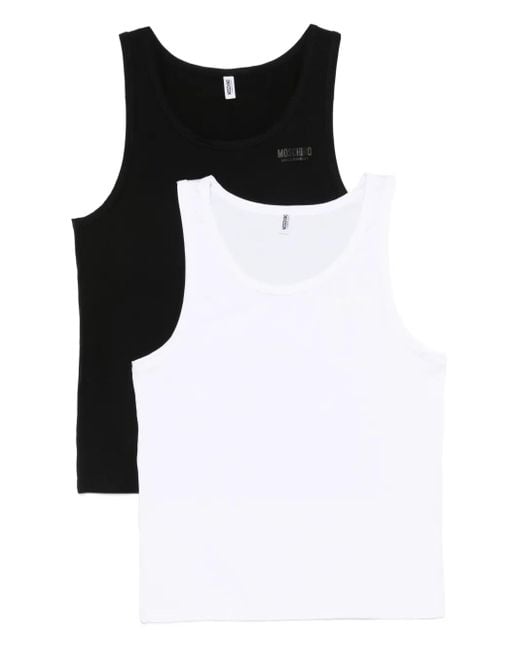 Moschino Black Logo-Print Tank Top (Pack Of Two) for men