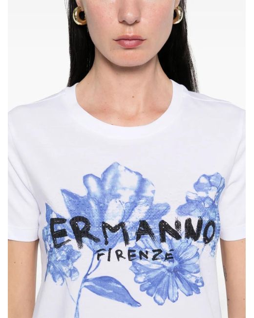 ERMANNO FIRENZE ビジュートリム Tシャツ White