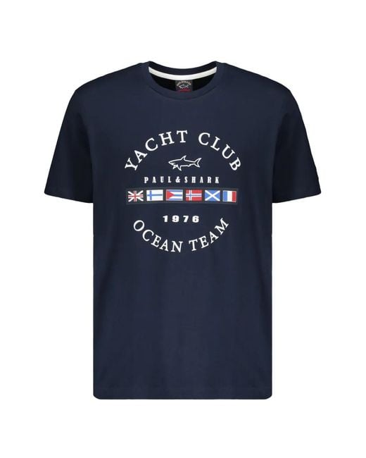 Paul & Shark Blue Graphic-Print Cotton T-Shirt for men
