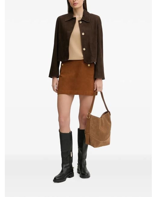 Pedro Del Hierro Madrid Brown Buttoned Suede Jacket