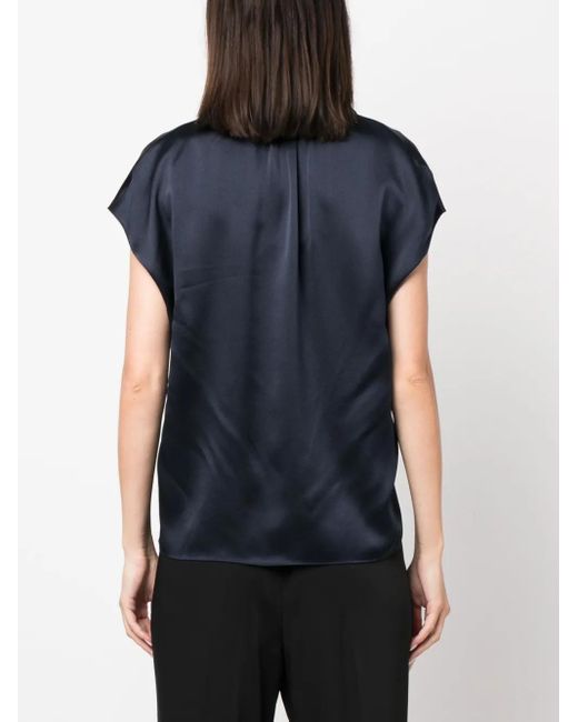 Vince Black Short-Sleeve Silk Shirt