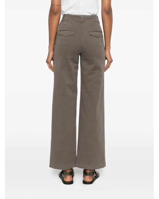 Peserico Gray Wide-Leg Cotton-Twill Trousers