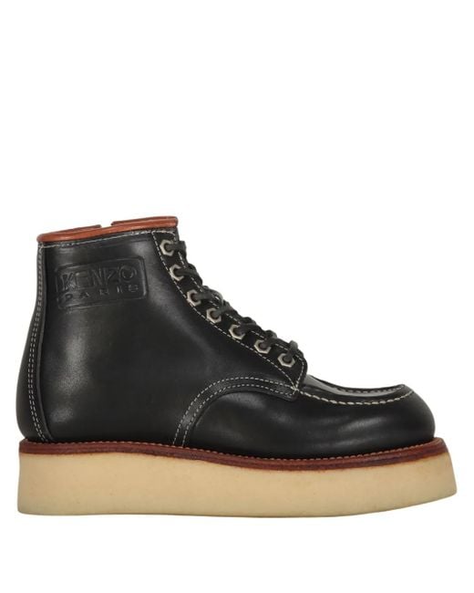 KENZO Black Leather Ankle Boots