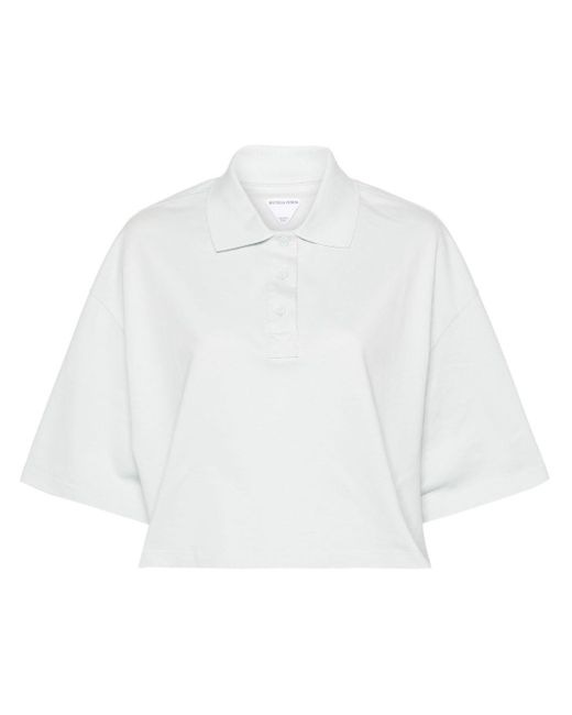 Bottega Veneta Piqué-weave Cropped Polo Shirt White
