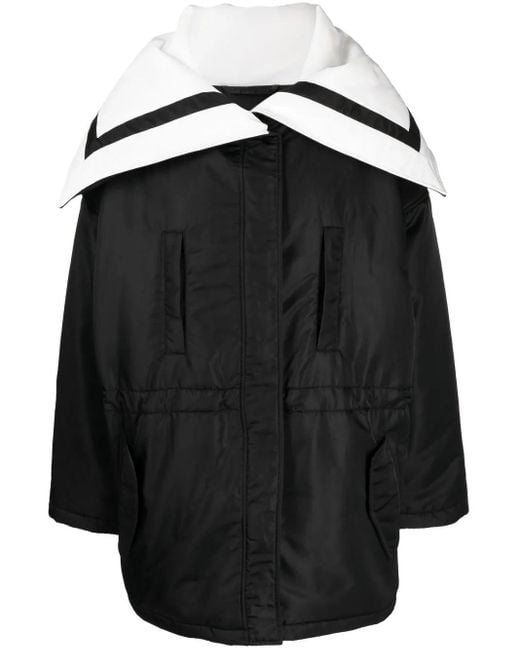 Goen.J Black Sailor-Collar Padded Coat