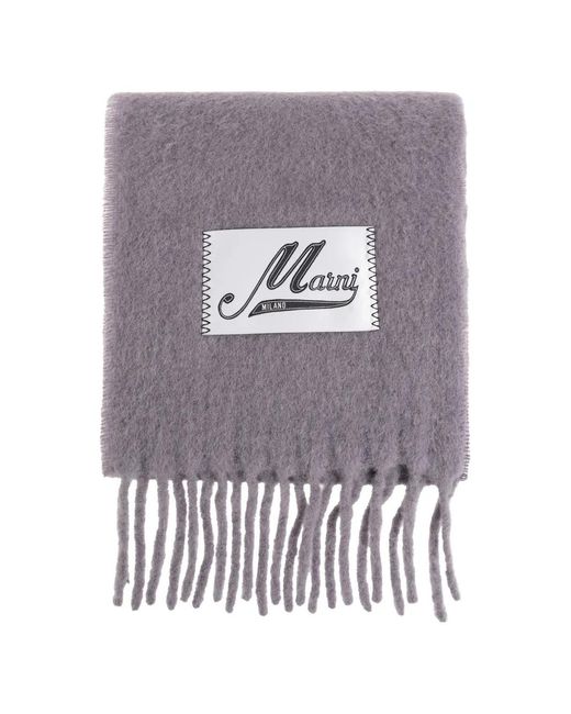 Sciarpa Con Logo E Frange di Marni in White