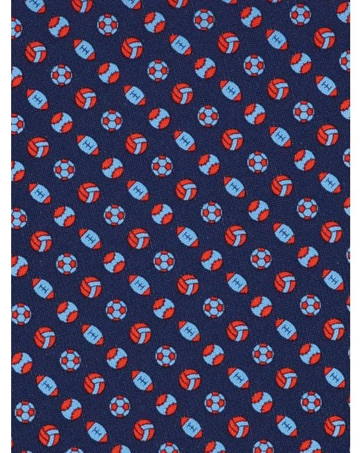 Ferragamo Blue Print Silk Tie for men