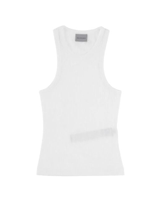 Balenciaga White Ribbed Tank Top