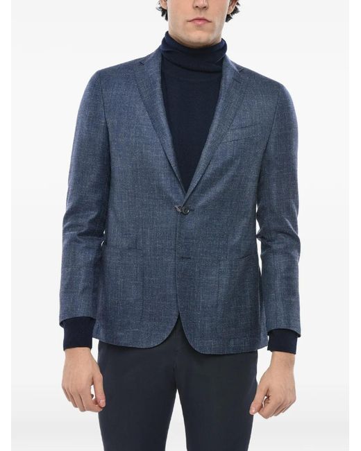 Corneliani Blue Single-Breasted Patch-Pocket Blazer for men