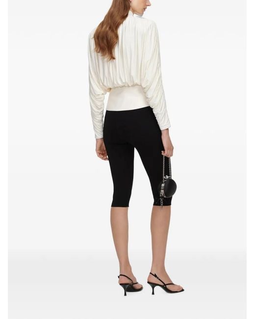 Self-Portrait White Cream Tie-Neck Jersey Top