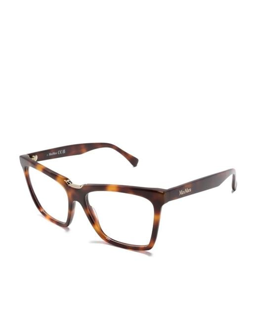 Max Mara Eyewear Brown Tortoiseshell-Effect Cat-Eye Frame Glasses