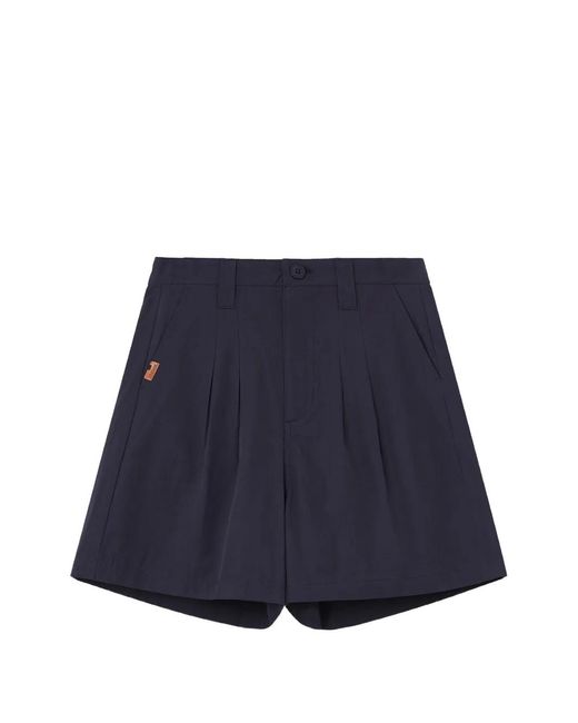 Chocoolate Blue Pleated-Design Shorts