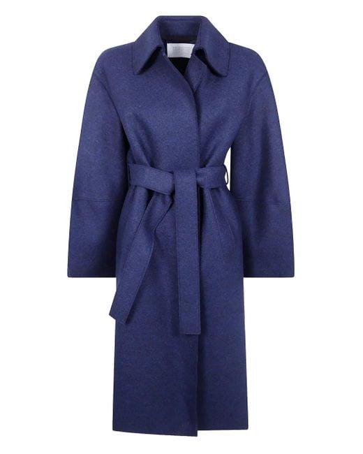 Harris Wharf London ベルテッド コート Blue